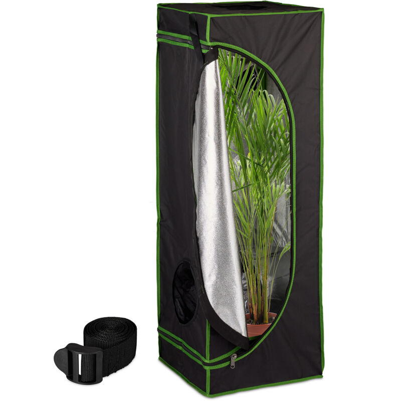 foto del prodotto relaxdays tenda per coltivazione idroponica, serra per piante da interno, telo riflettente hlp 120x40x40 cm, nero verde