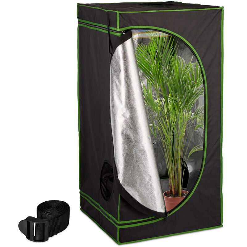 foto del prodotto relaxdays tenda per coltivazione idroponica, serra per piante da interno, telo riflettente hlp 120x60x60 cm, nero verde