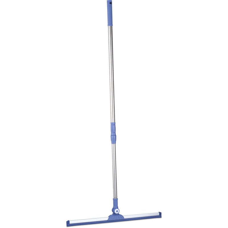 foto del prodotto relaxdays tergipavimento, hxl 84x135x52 cm, asta telescopica acciaio, spingi acqua con spazzola in gomma, argento blu