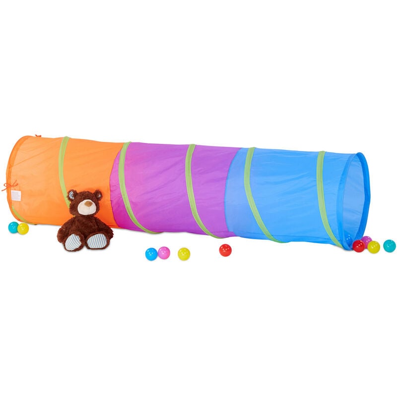 foto del prodotto relaxdays tunnel gioco per bambini dai colori vivaci tubo giocattolo per bimbi e bambine robusto pop up colorato