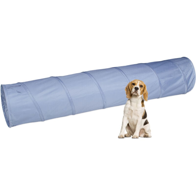 foto del prodotto relaxdays tunnel per cani, tubo da 200 cm pieghevole, attrezzatura agility dog, addestramento a ostacoli, 40cm, grigio