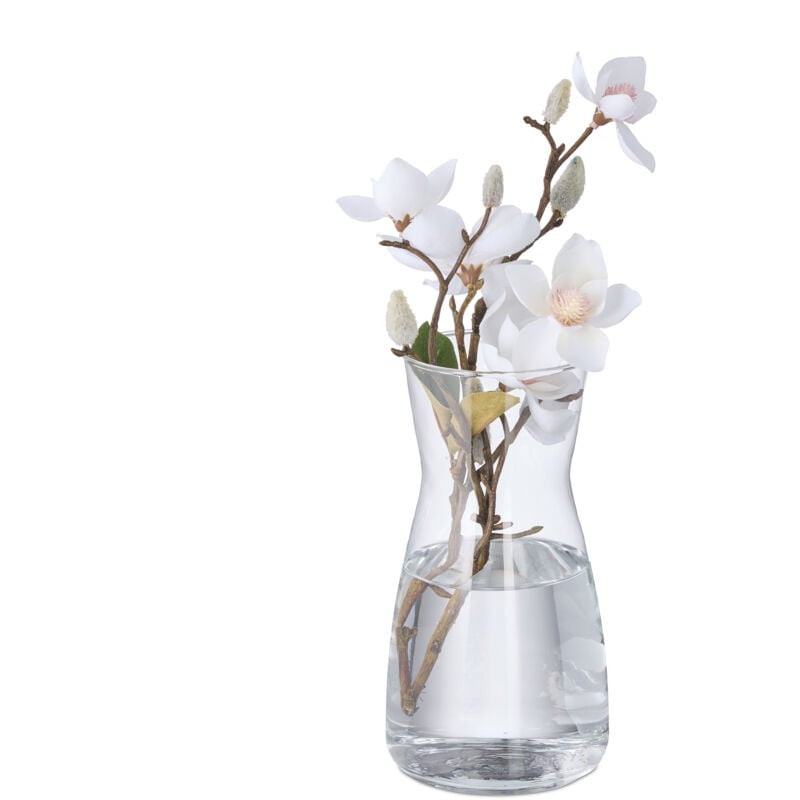 foto del prodotto relaxdays vaso in vetro decorativo, vasetto per fiori da interno, hxd 20x10,5 cm, decorazione centrotavola, trasparente