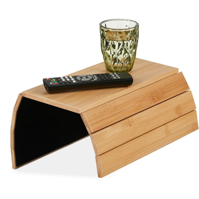 foto del prodotto relaxdays vassoio per bracciolo divano, porta tazza caff , ripiano da sof , lxp 43,5x33 cm, tavolino in bamb , naturale