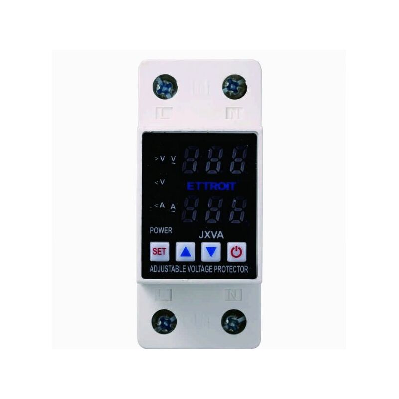 foto del prodotto rele automatico di protezione sovratensione sovracorrente con riporistino automatico ac230v 63a 2 moduli din ettroit
