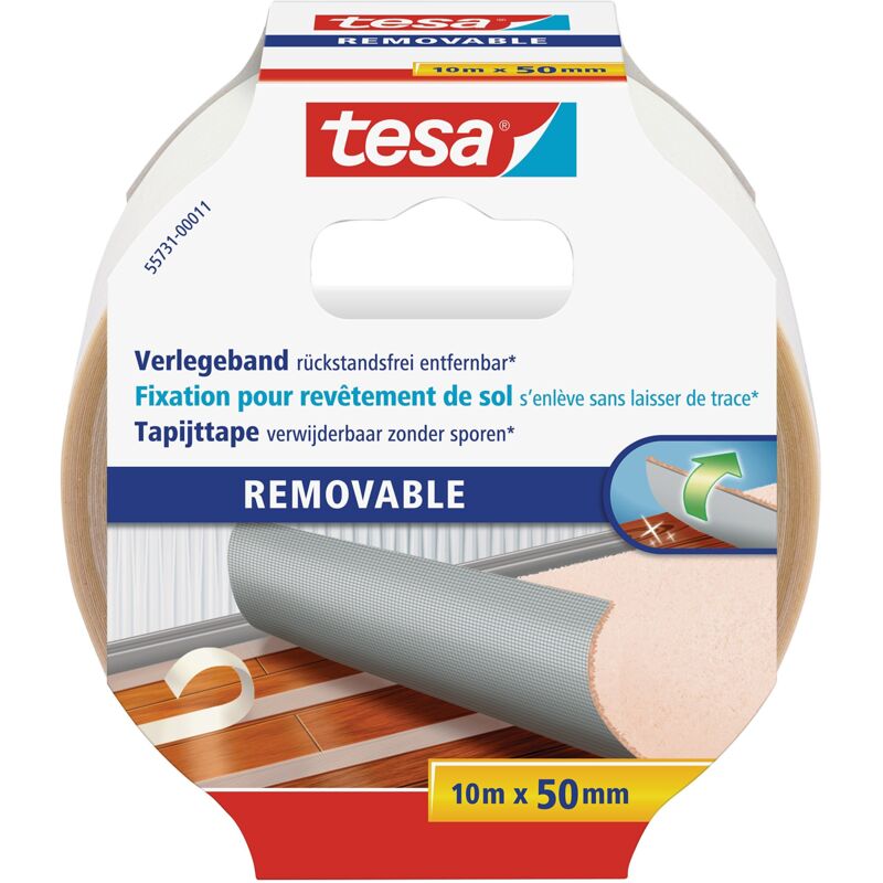 foto del prodotto removable 55731-00011-11 nastro per posa pavimentazioni e tappeti trasparente (l x l) 10 m x 50 mm 1 pz. - tesa