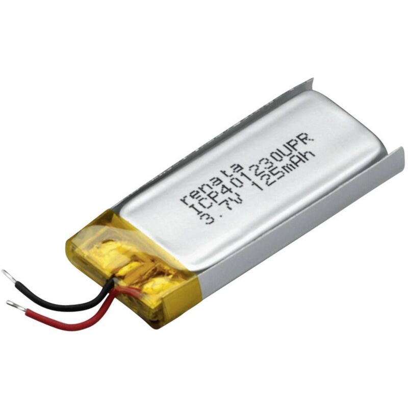 foto del prodotto renata batteria ricaricabile speciale prismatica con cavo lipo icp401230upr 3.7 v 130 mah