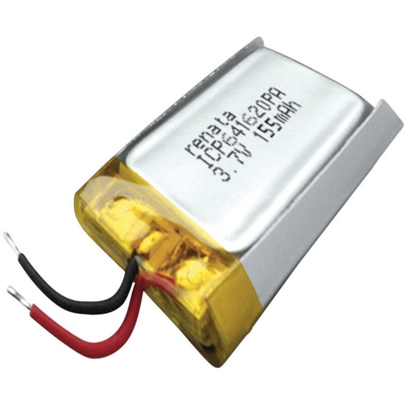 foto del prodotto renata batteria ricaricabile speciale prismatica con cavo lipo icp641620pa 3.7 v 165 mah
