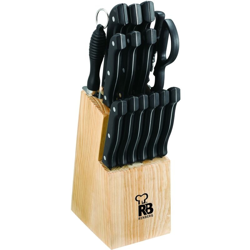 foto del prodotto renberg tenessy coltelli da cucina set completo di 15 pezzi con ceppo di legno perfetti per tagliare ogni ingrediente cucina professionale fabbricati