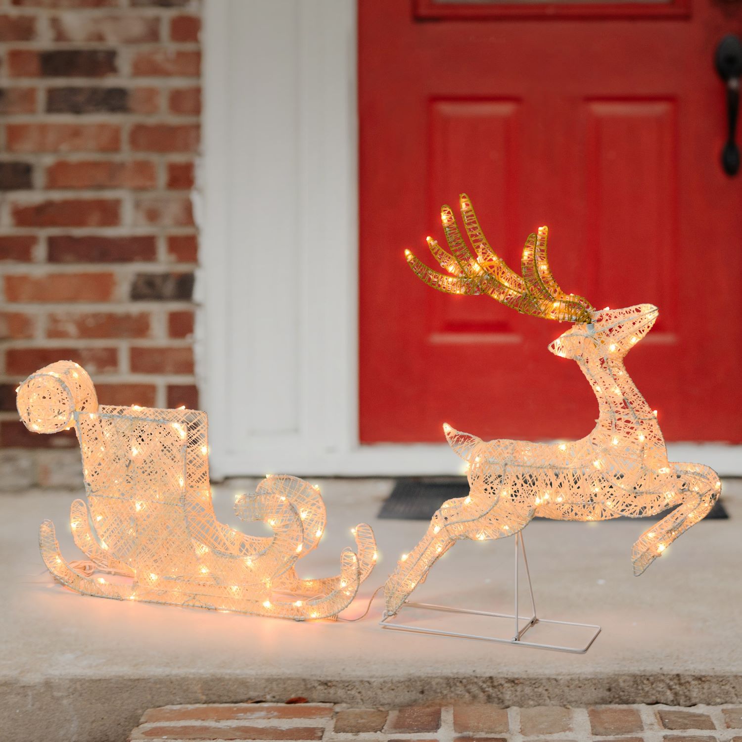 foto del prodotto renna con slitta 3d h60cm 160 led serie lhc luci di natale