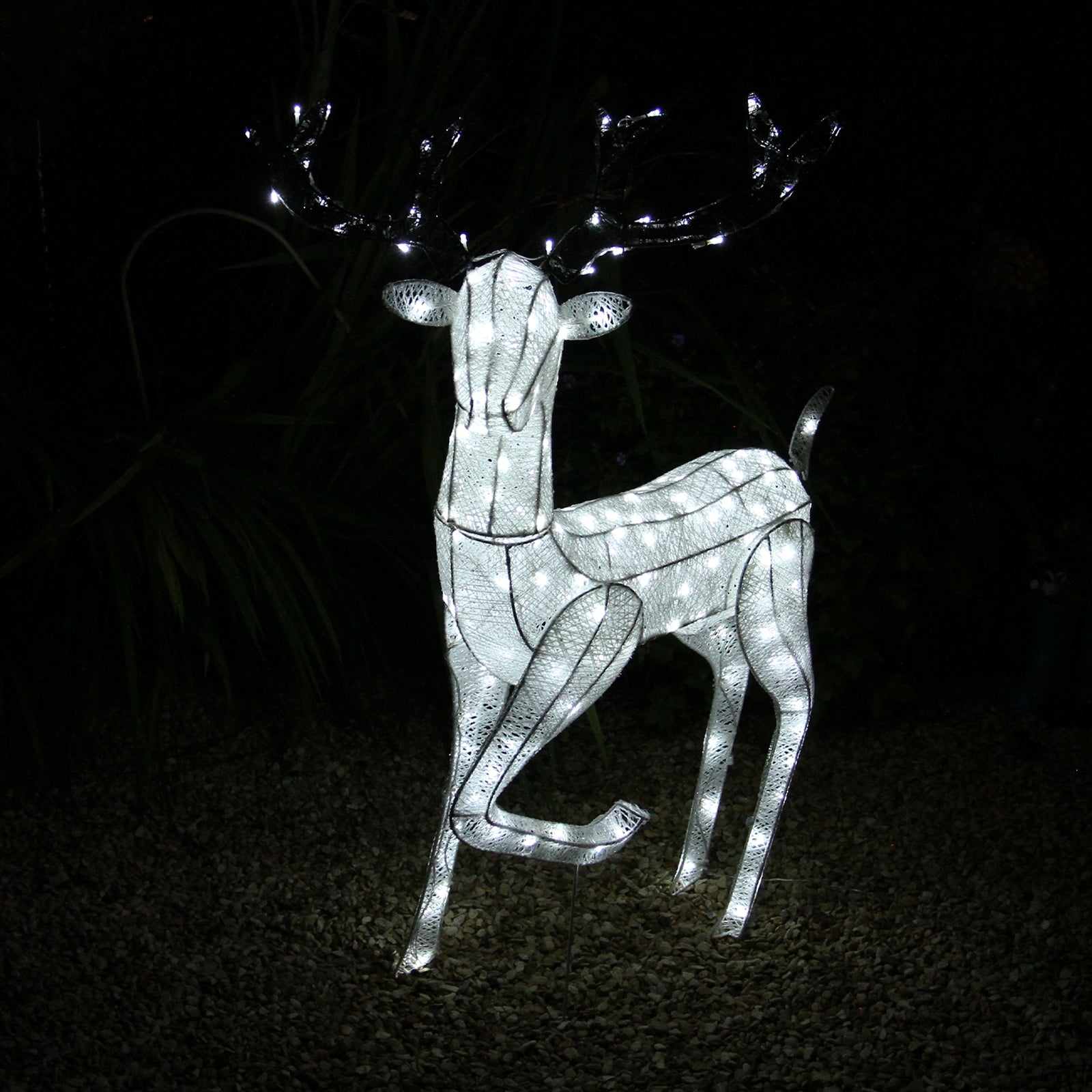 foto del prodotto renna di natale luminosa decorazione da esterno per la casa luci led bianco ghiaccio figura luminosa luci di natale maschio bianco