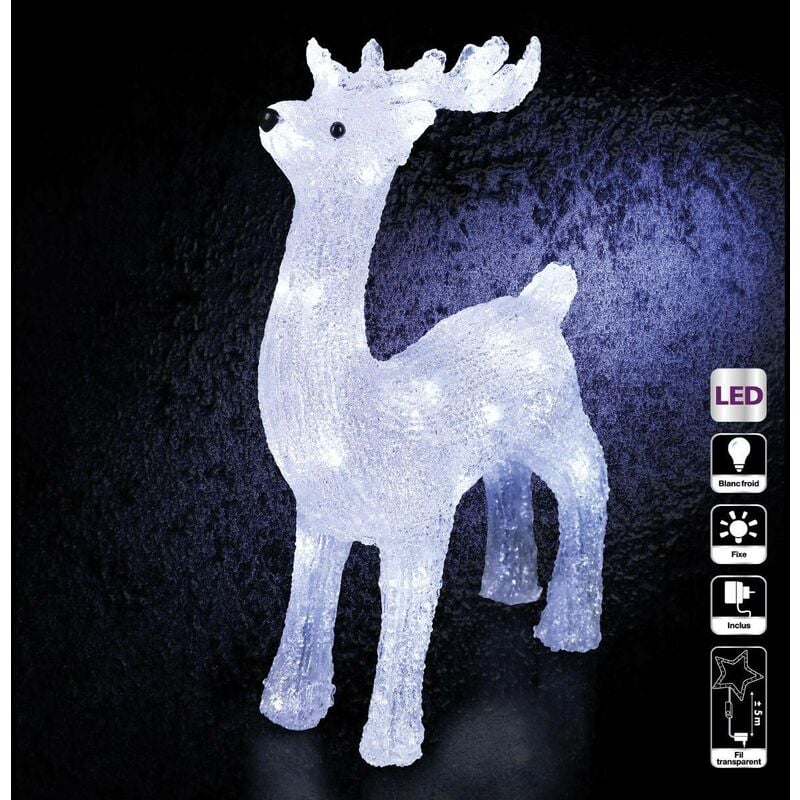 foto del prodotto renna illuminata da esterno h45cm 40 led trasformatore feeric lights christmas