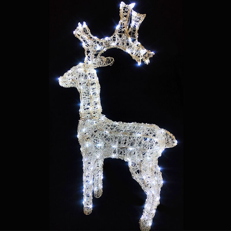foto del prodotto renna illuminata per decorazioni natalizie da esterno 190 luci led bianco freddo da giardino terrazzo balcone locali commerciali