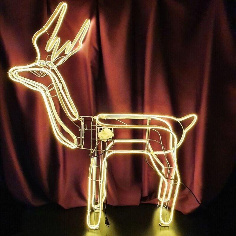 foto del prodotto renna luminosa con testa mobile esterno giardino natale luce calda decorazione