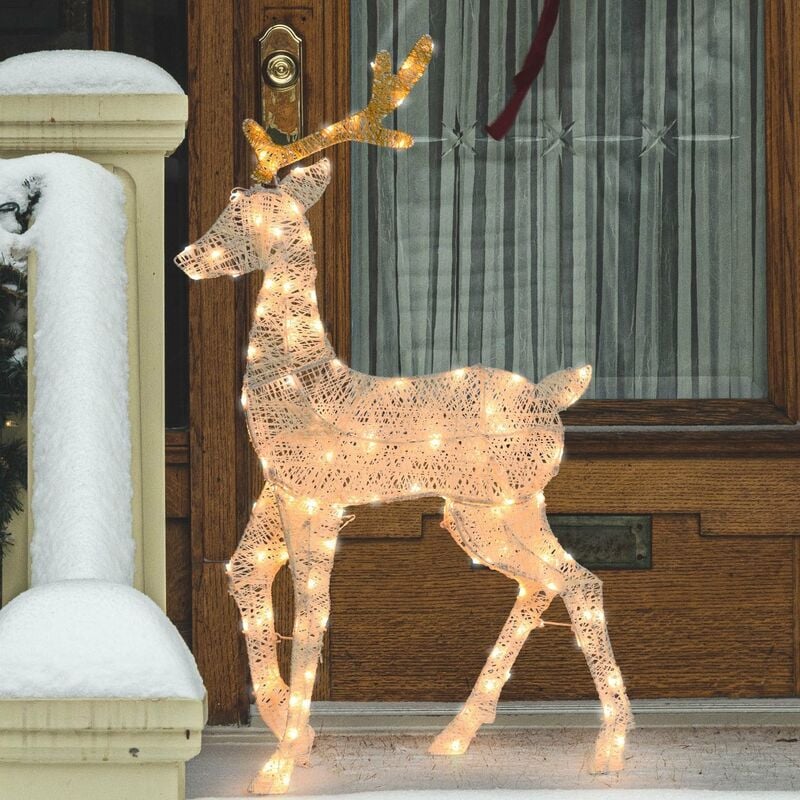 foto del prodotto renna luminosa in piedi 2d, decorazione natalizia da esterno a led 100 cm