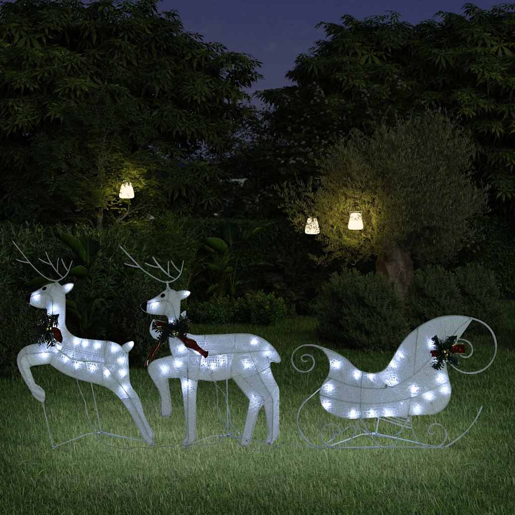 foto del prodotto renne e slitta di natale decorazione esterni 60 led bianco cod mxl 52555