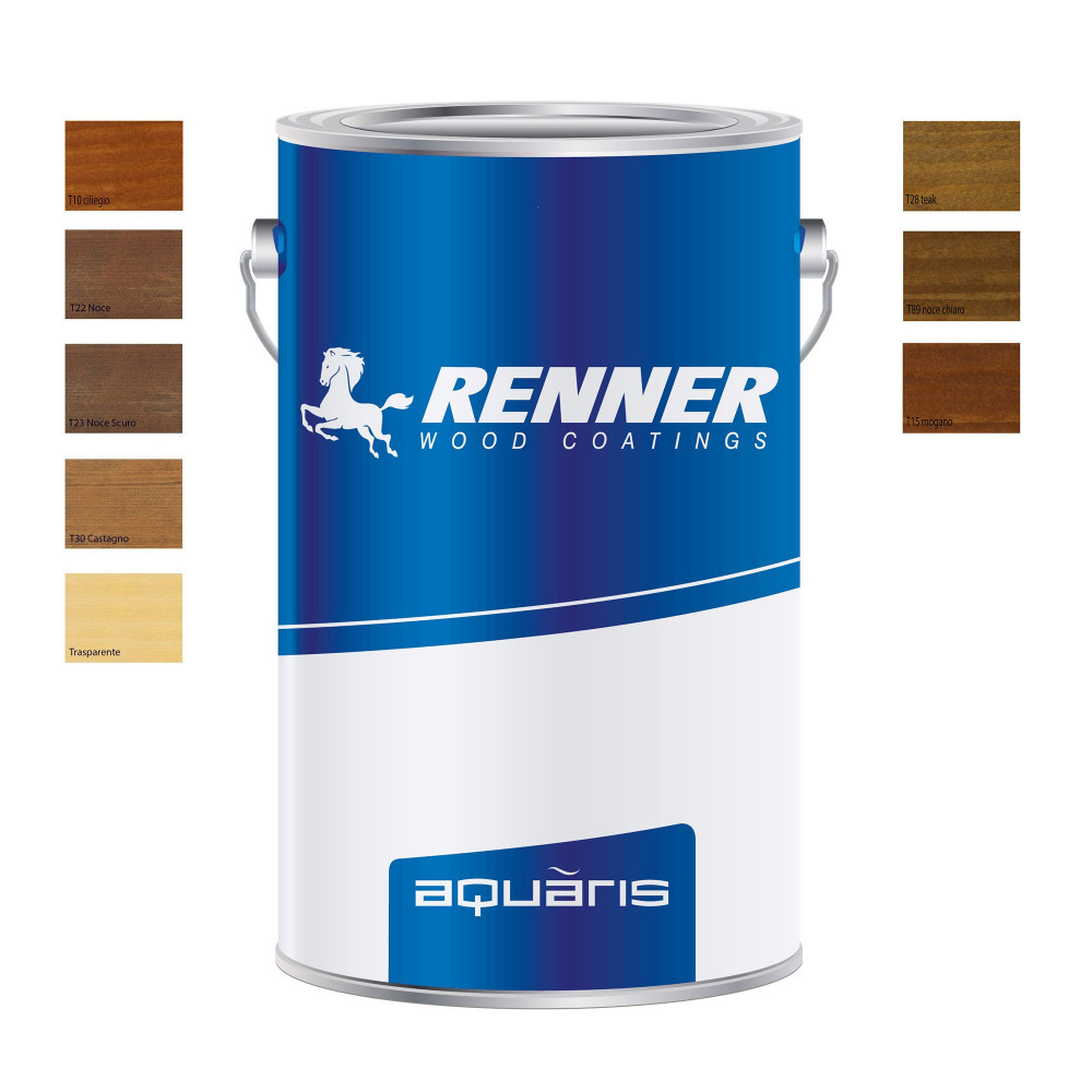 foto del prodotto renner aquaris ym m034 5kg netti impregnante professionale acqua per esterni ed interni, colori disponibili ciliegio