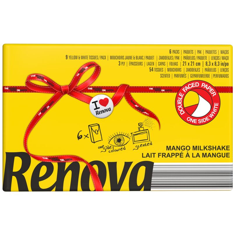 foto del prodotto renova red label fazzoletti tascabili al mango, 6 confezioni di fazzoletti aromatici al mango