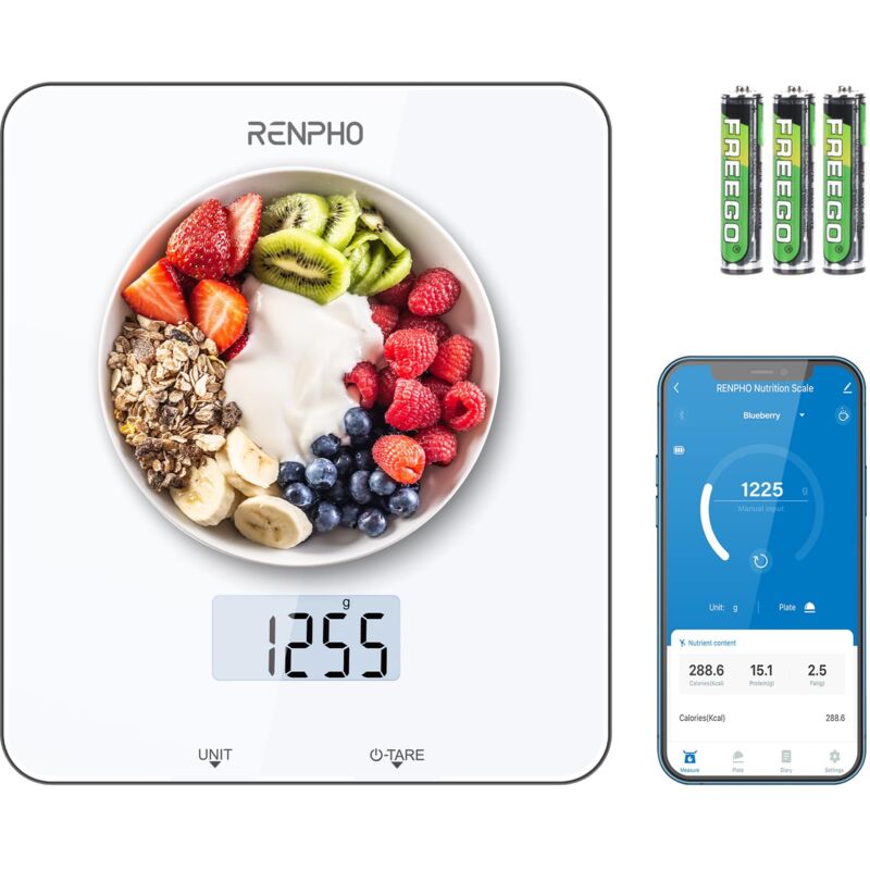 immagine 0 del prodotto renpho bilancia cucina digitale 5kg, bilancia da cucina elettronica ad alta precisione con display lcd retroilluminato, con funzione di tara,