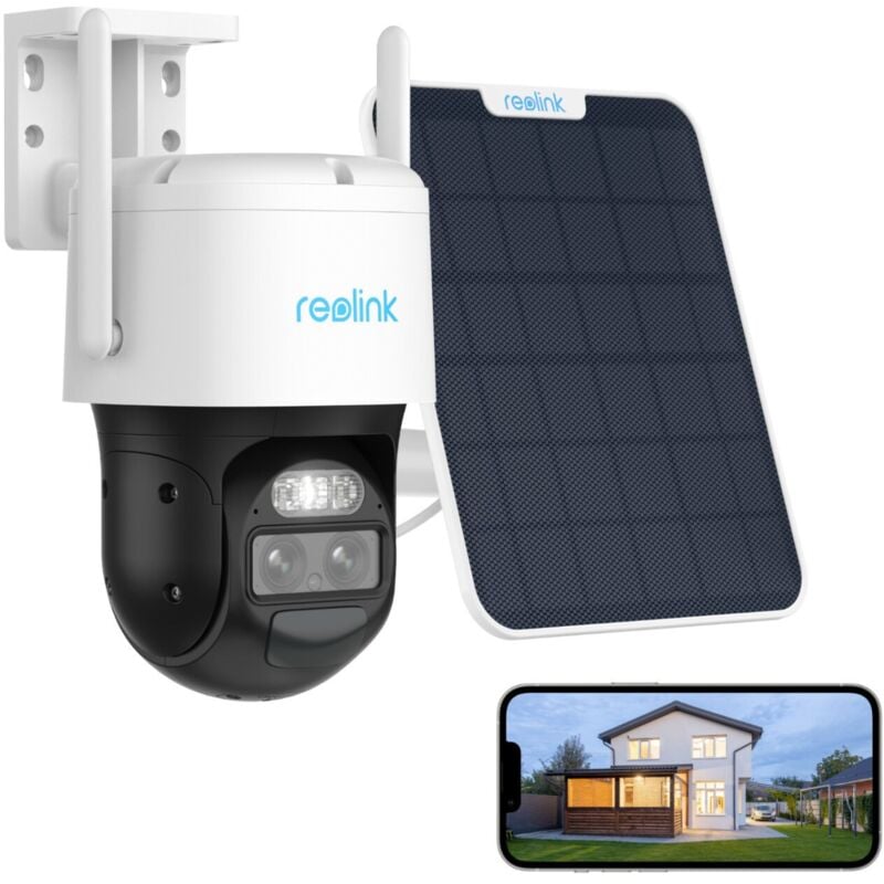 foto del prodotto reolink - 4mp wifi batteria telecamera di sicurezza, smart auto tracking 6x zoom, doppio obiettivo, proiettore, trackmix pannello solare