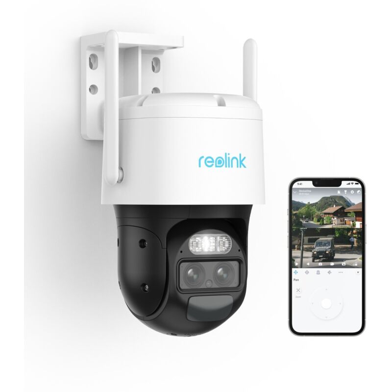 foto del prodotto reolink - 4mp wifi batteria telecamera di sicurezza, smart auto tracking zoom 6x, doppio obiettivo, proiettore, trackmix