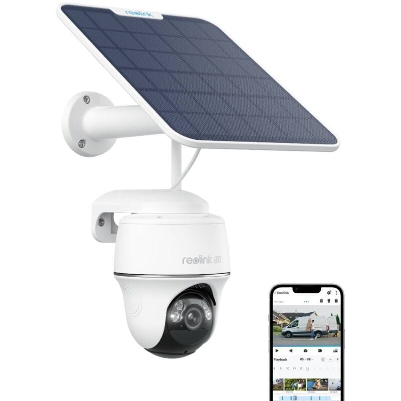 foto del prodotto reolink 8mp wifi 2,4 5 ghz videocamere di sorveglianza a batteria, visione notturna a colori, panoramica a 355 e inclinazione a 140 , rilevamento