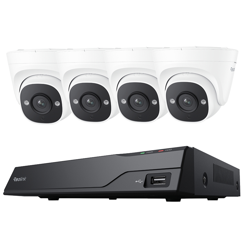 foto del prodotto reolink nvs8 5mb4 ps2kb02 8 kit 4 telecamere p324 nvr poe 8ch hdd 2tb incluso