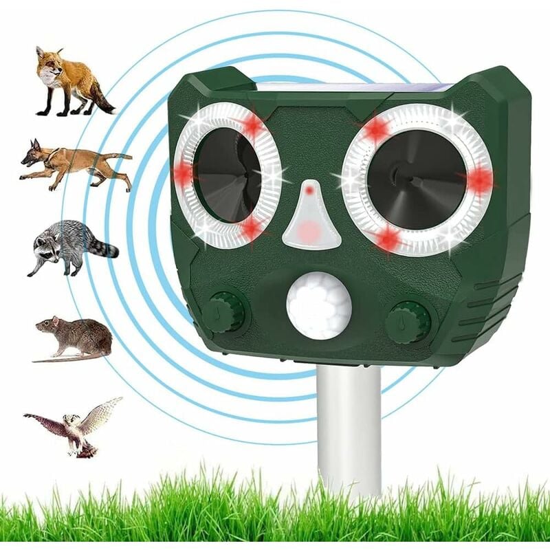 foto del prodotto repellente gatti, repellente ultrasuoni energia solare ip66 impermeabile a frequenza regolabile per allontanare animali 5 modalit regolabile