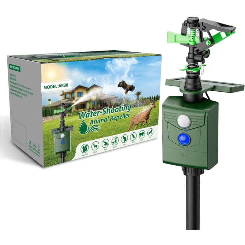foto del prodotto repellente intelligente per animali a getto d acqua repellente per uccelli, gatti e cani repellente per animali tramite sistema di irrigazione