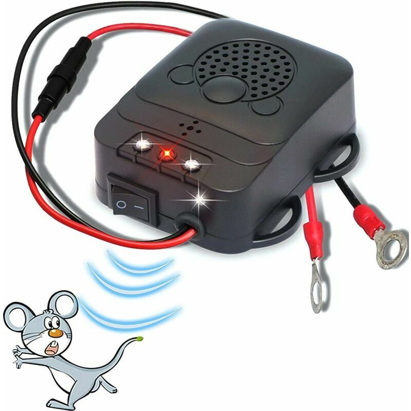 foto del prodotto repellente per auto ad ultrasuoni, deterrente elettronico repellente per donnole di ratti con luci stroboscopiche a led per auto, fienile, cucina