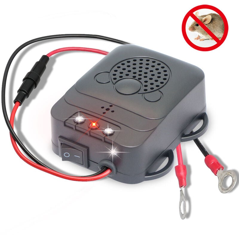 foto del prodotto repellente per auto ad ultrasuoni, repellente elettronico per topi con luci stroboscopiche a led per auto, fienile, cucina 8,58,14,1 cm