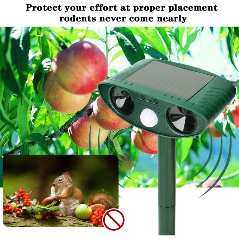 foto del prodotto repellente per gatti ad ultrasuoni alimentato ad energia solare, repellente per animali, repellente per animali da giardino per allontanare gatti,