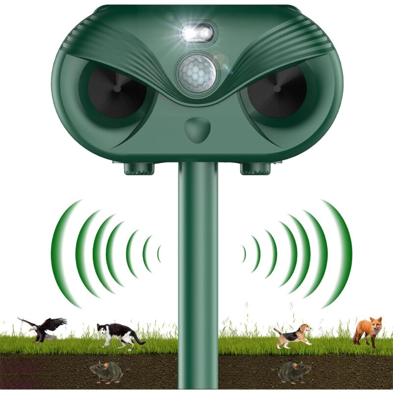foto del prodotto repellente per gatti ad ultrasuoni, repellente per gatti solare, repellente per animali ad ultrasuoni aggiornato 2024 con sensore di movimento, 4