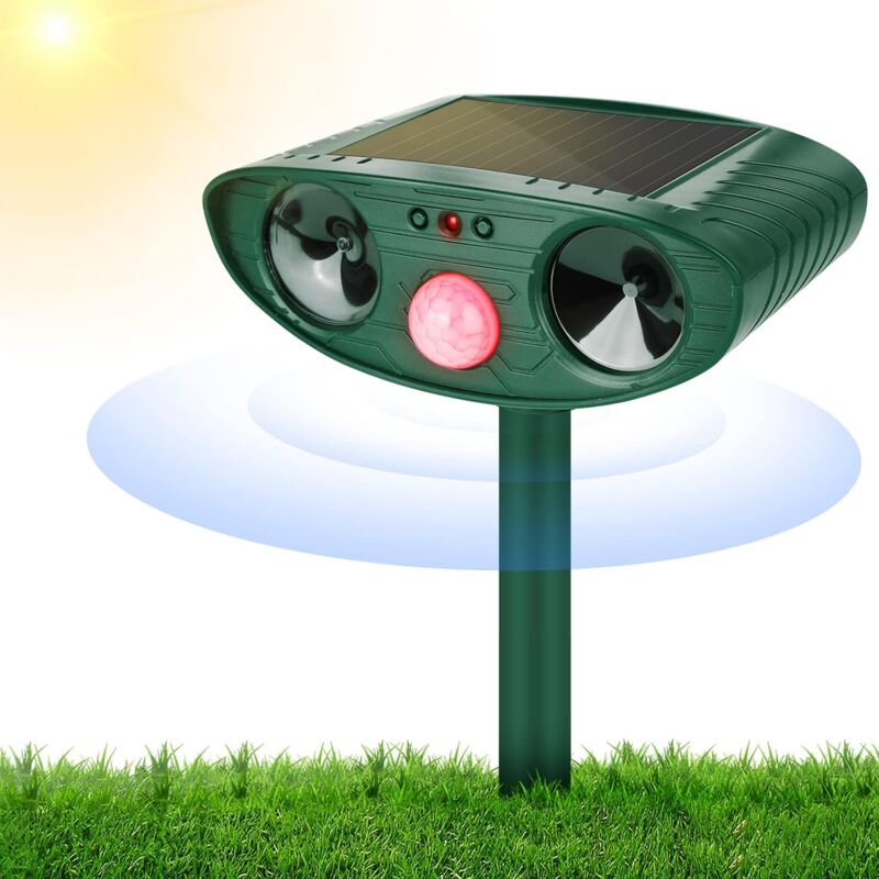 foto del prodotto repellente per gatti, repellente ad ultrasuoni ad energia solare ip66 impermeabile, frequenza regolabile per tenere lontani gli animali, 5 modalit 