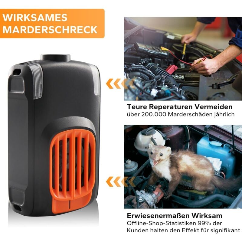 foto del prodotto repellente per martore per auto aggiornamento 2025 3 modalit con ultrasuoni 20 50 khz e torcia, accessori per auto, repellente per martore,