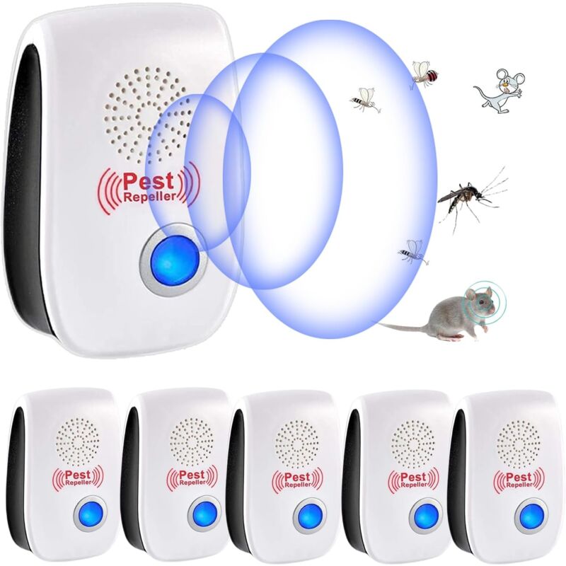 foto del prodotto repellente per roditori ad ultrasuoni, 6 pezzi repellente per topi e ratti ad ultrasuoni, repellente elettronico per insetti per interni per topi,