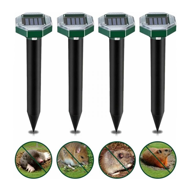 foto del prodotto repellente per talpe a ultrasuoni solare da 4 pezzi, repellente per talpe a ultrasuoni solare con ip65 impermeabile, pu essere utilizzato in