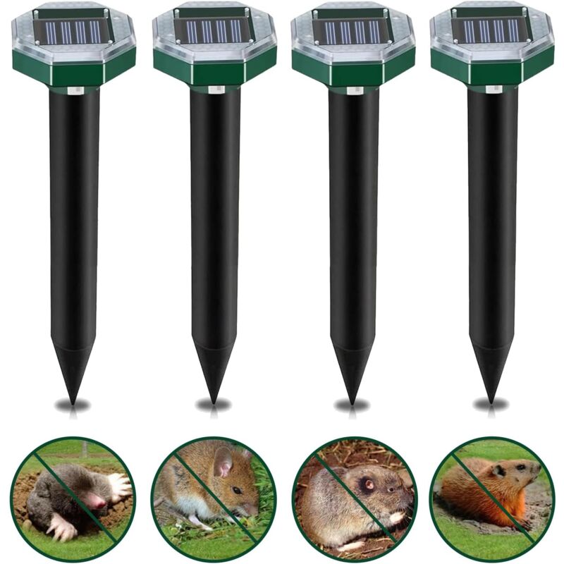 foto del prodotto repellente per talpe solare ad ultrasuoni confezione da 4 repellente per talpe solare anti vibrazioni e repellente per talpe solare impermeabile ad