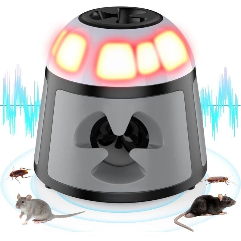 foto del prodotto repellente per topi e ratti ad ultrasuoni, repellente per topi ad ultrasuoni a 360 con luce led, dispositivo ad ultrasuoni per roditori infestanti