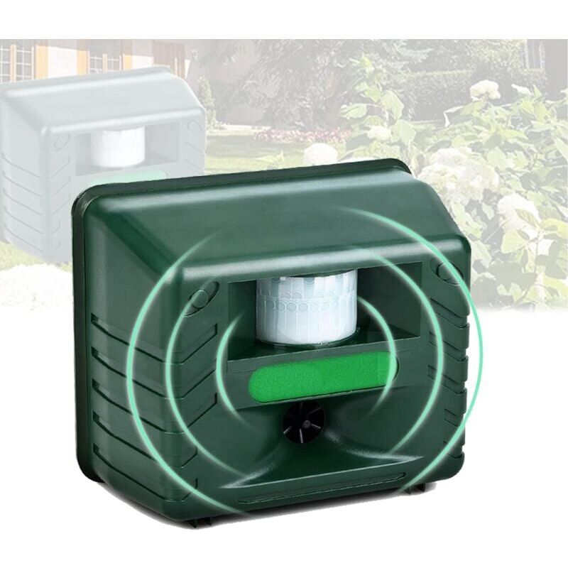 foto del prodotto repellente per uccelli ad ultrasuoni per esterni promozionale, repellente per animali ad ultrasuoni con sensore di movimento e torcia elettrica per