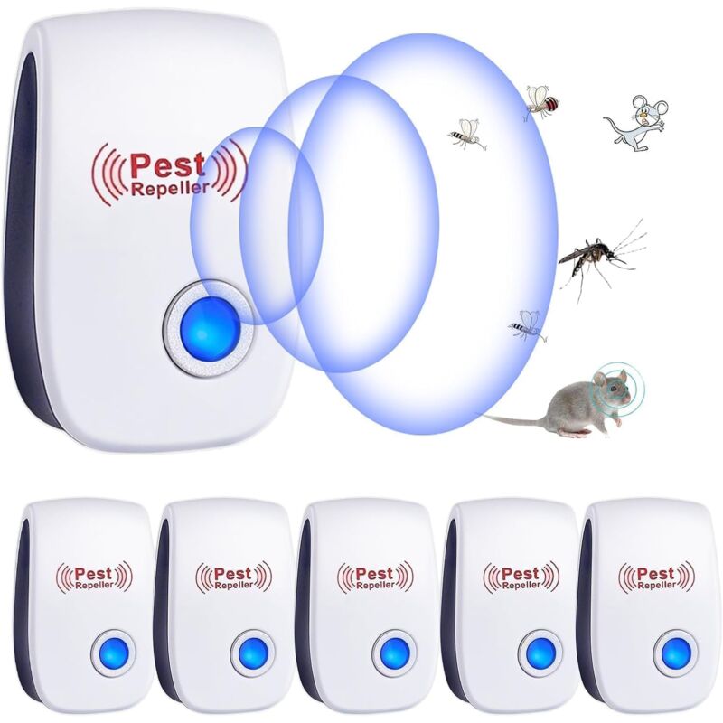 foto del prodotto repellente per zanzare ad ultrasuoni, confezione da 6, repellente elettronico per topi e ratti ad ultrasuoni, repellente per roditori ad ultrasuoni,