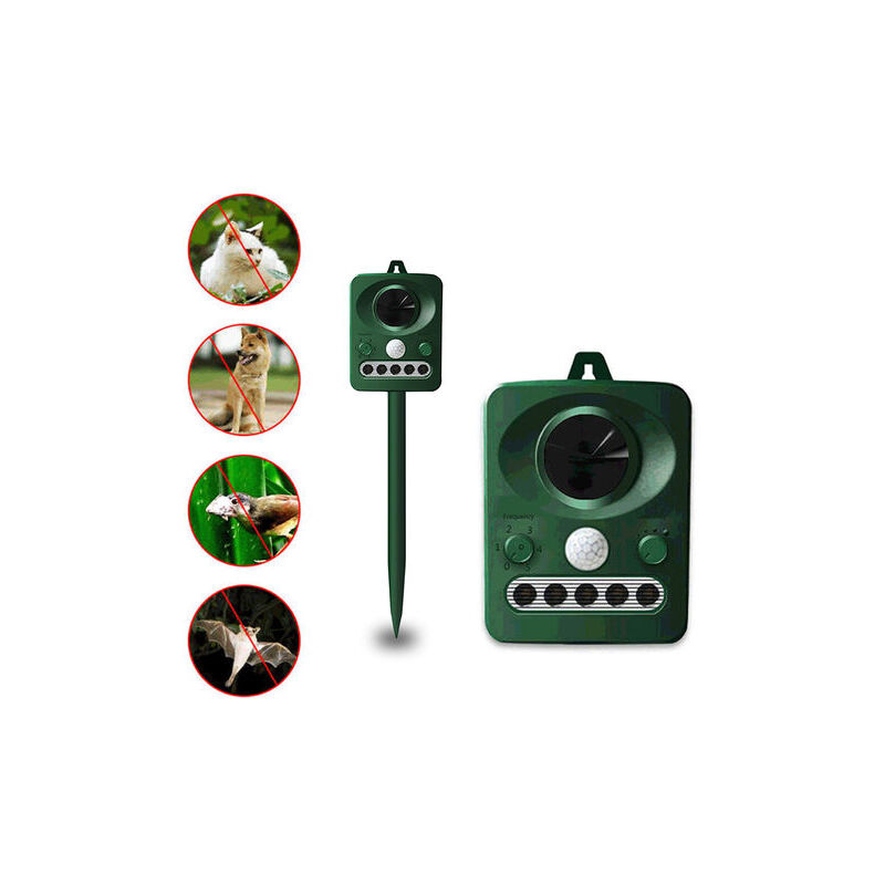foto del prodotto repellente solare per uccelli ad ultrasuoni da esterno, doppia ricarica solare e usb, design impermeabile, batteria integrata, verde erba