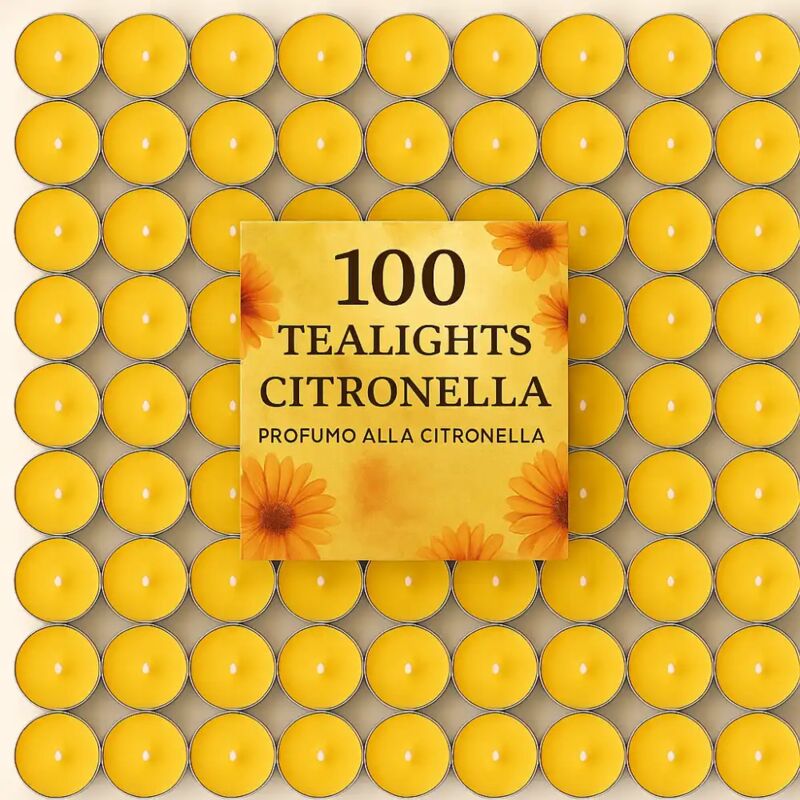 foto del prodotto replood 100 x candele tealight citronella antizanzare per esterni, giardino, terrazzo