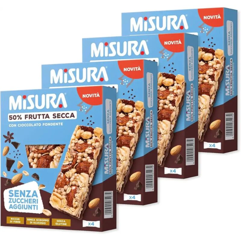 foto del prodotto replood 4 confezioni misura barrette frutta secca, mandorle, arachidi e cioccolato 120g