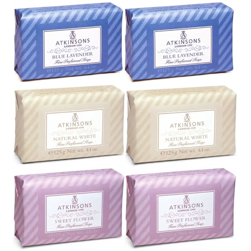 foto del prodotto replood 6x set saponi profumati atkinson 125g blue lavender natural white sweet flower