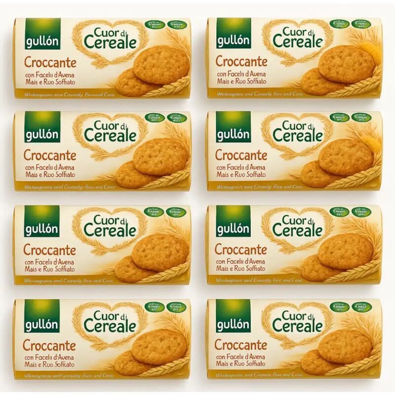 foto del prodotto replood 8x gullon cuor di cereale 265g biscotti integrali avena mais riso soffiato