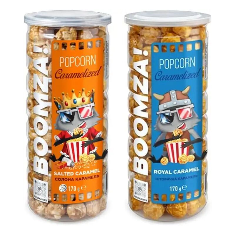 foto del prodotto replood boomza pop corn caramellati 170g salted caramel royal caramel in barattolo