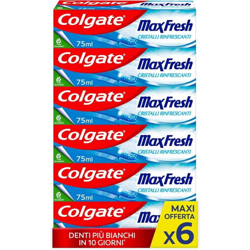 foto del prodotto replood colgate max fresh 6x75ml dentifricio rinfrescante, alito fresco protezione carie
