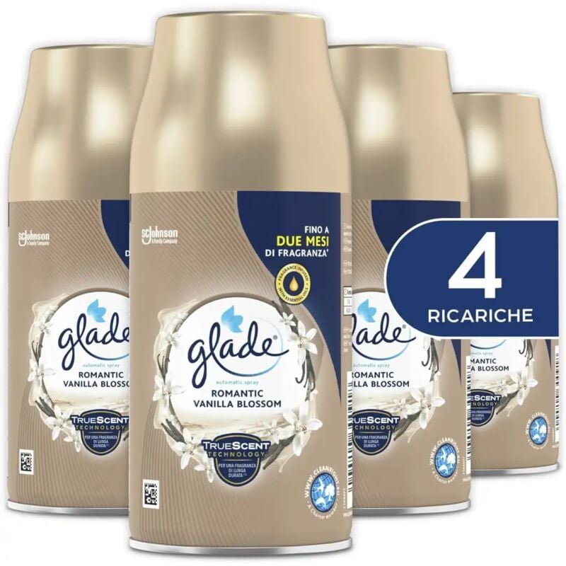 foto del prodotto replood glade automatic spray ricarica, profumo romantic vanilla blossom, 4x269ml