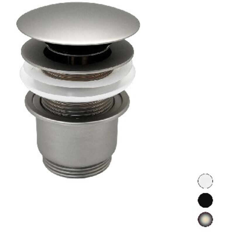 foto del prodotto reru - piletta click-clack remer senza troppo pieno in ottone - bianco opaco