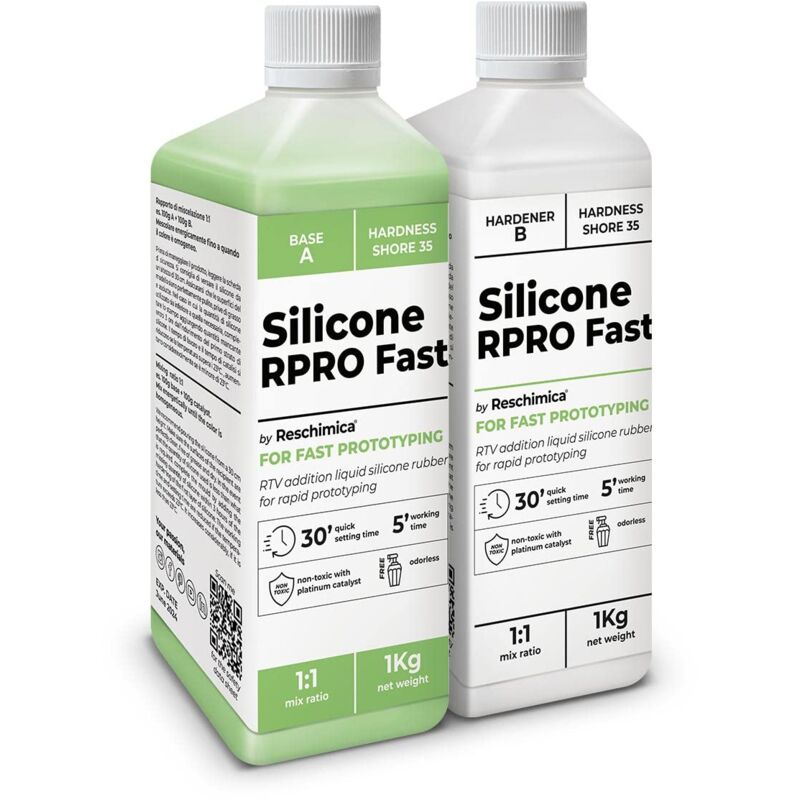 foto del prodotto reschimica gomma siliconica super rapida 1 1, r pro fast, non tossica, resistente alla rottura e semplice da usare, compatibile con resine, cera,